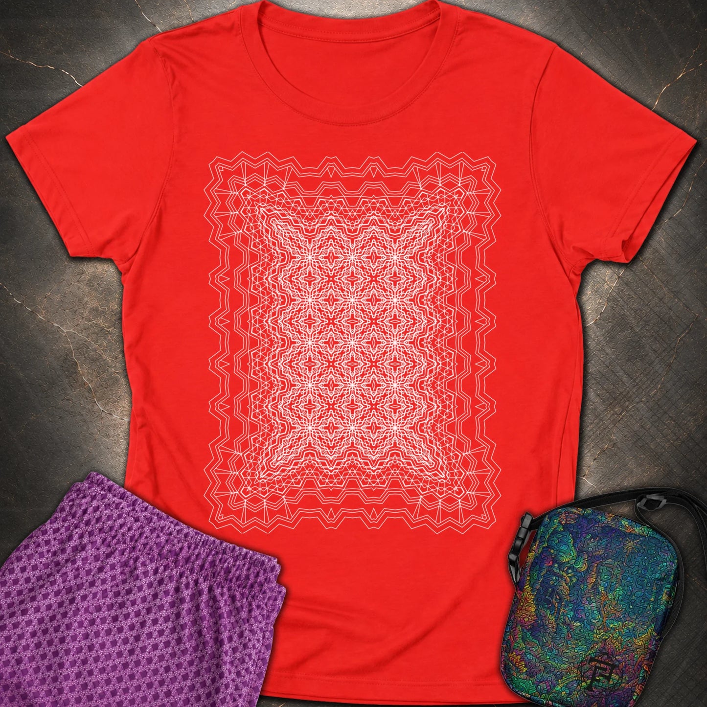 Infinite Geometric Lattice - Infinite Geometric Lattice Womens T-Shirt - Red