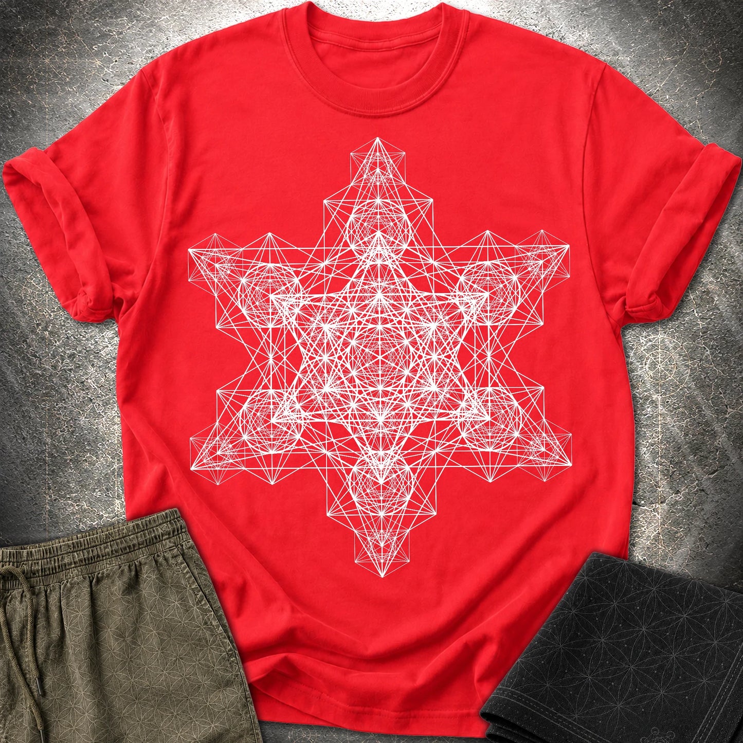 Metatron Fractal Star T-Shirt - Metatron Fractal Star T-Shirt - Red