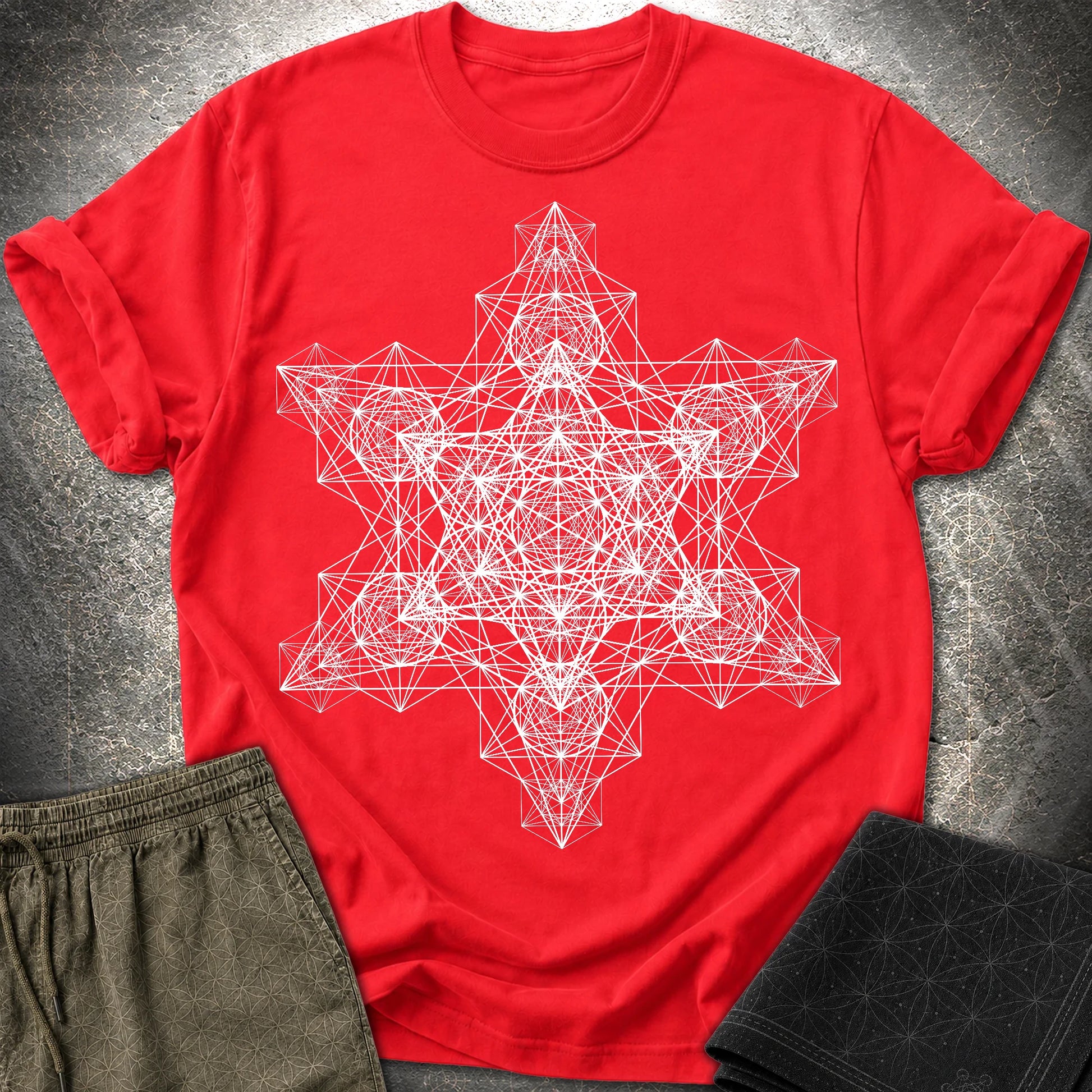 Metatron Fractal Star T-Shirt - Metatron Fractal Star T-Shirt - Red