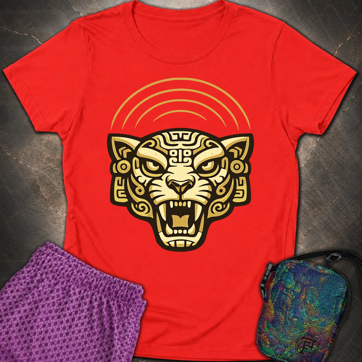 Mayan Jaguar - Mayan Jaguar Womens T-Shirt - Red