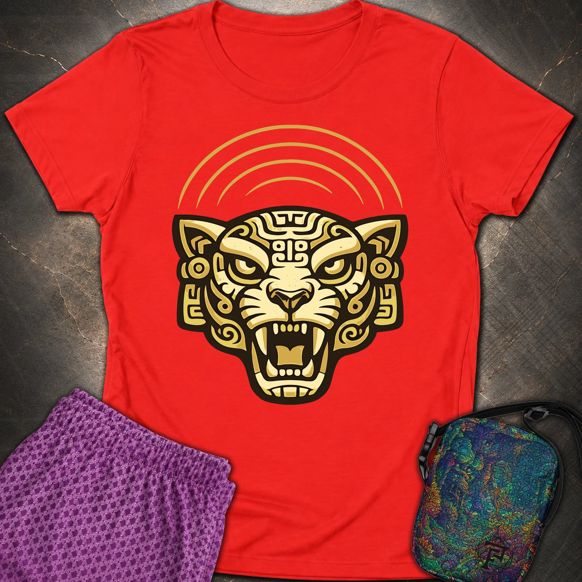 Mayan Jaguar - Mayan Jaguar Womens T-Shirt - Red