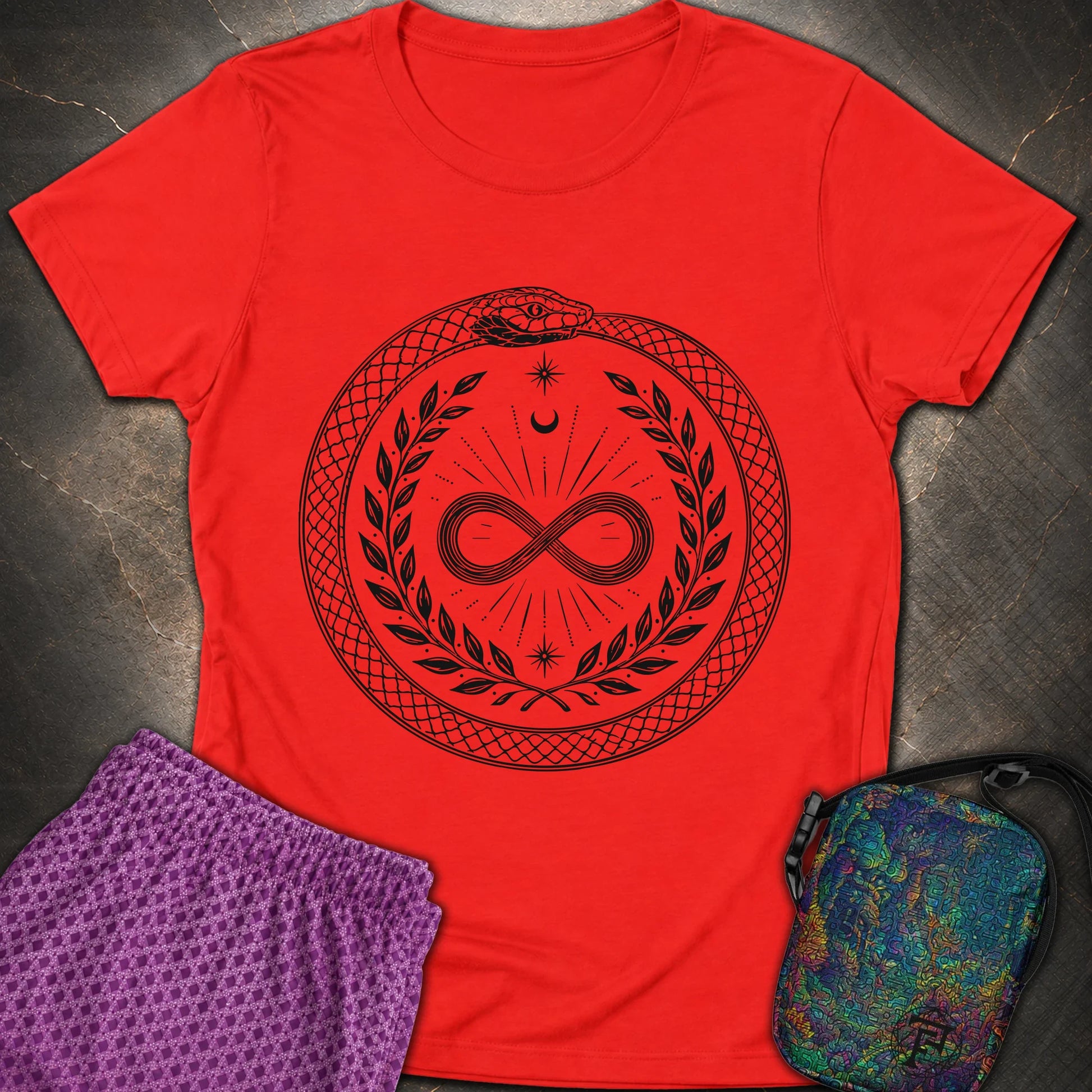 888 Ouroboros Infinity Unisex Womens T-Shirt - 888 Ouroboros Infinity Unisex Womens T-Shirt - Red