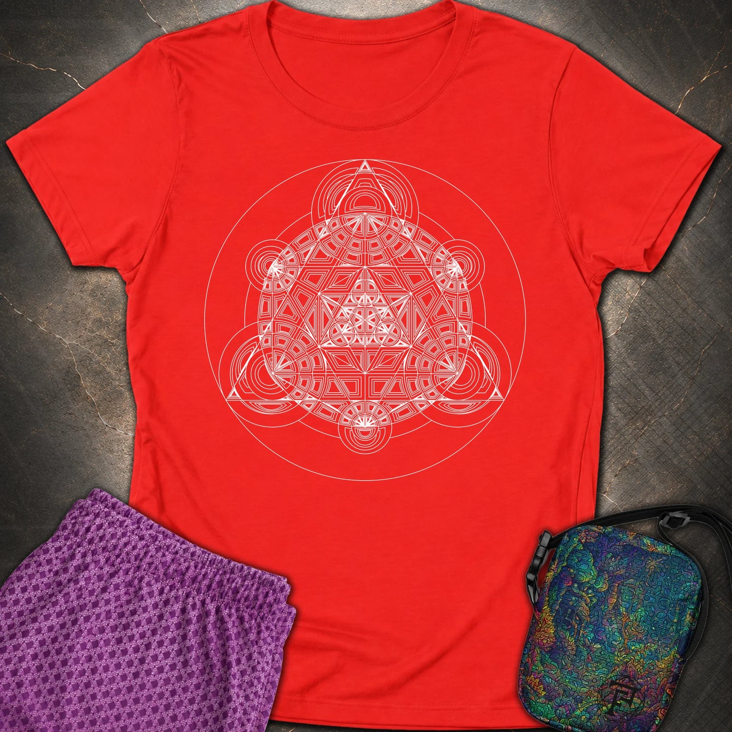 Sacred Mosaic T-Shirt - Sacred Mosaic Womens T-Shirt - Red