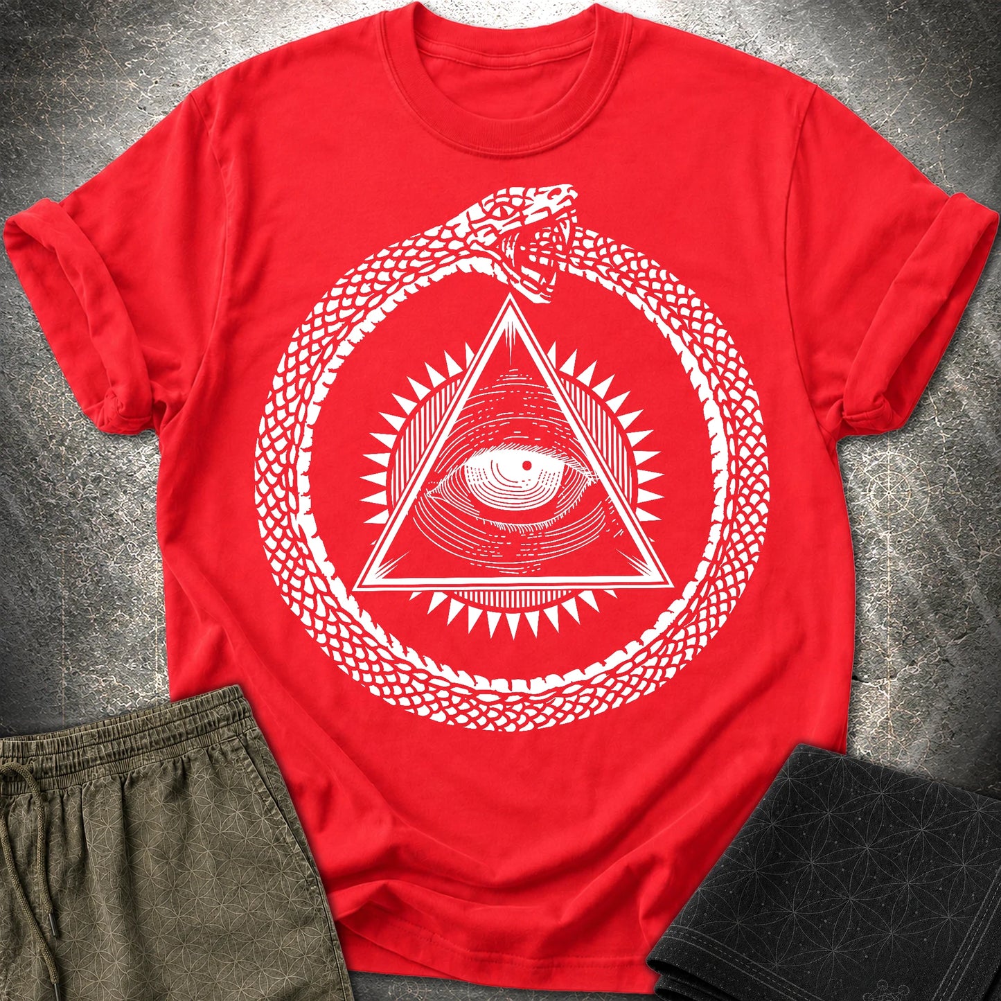 Eye Of Providence Ouroboros T-Shirt - Eye Of Providence Ouroboros T-Shirt - Red