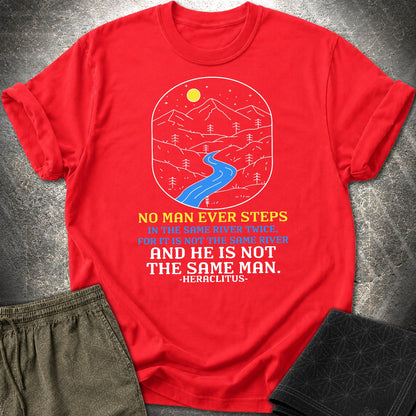 Heraclitus River Quote T-Shirt - Heraclitus River Quote T-Shirt - Red