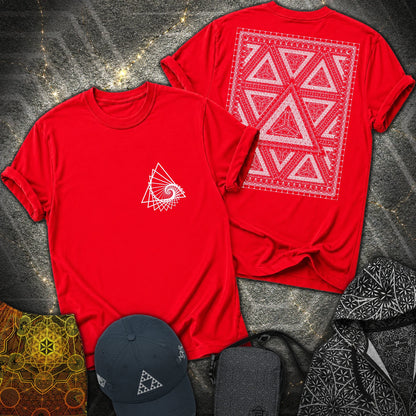 Organic Triangle Spiral Triangle 2 Sided T-Shirt - Organic Triangle Spiral Triangle 2 Sided T-Shirt - Red