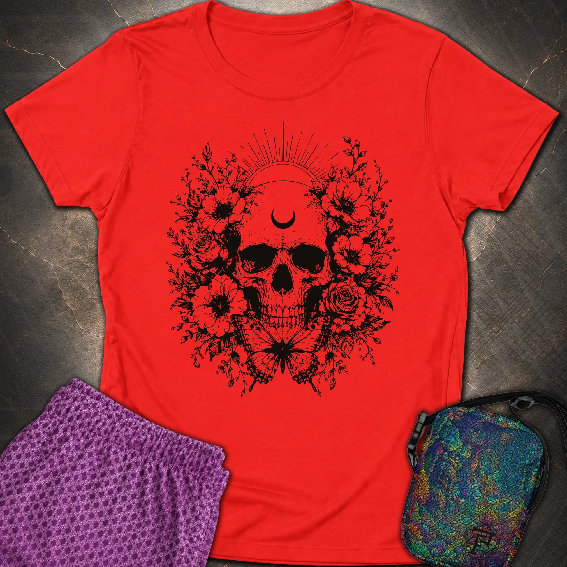 Moon Phases Moth - Moon Phases Moth Womens T-Shirt - Red
