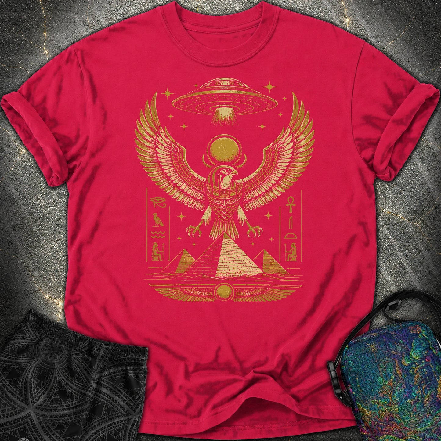 Falcon Guardian Beneath the Starship - Falcon Guardian Beneath the Starship Comfort T-Shirt - Red