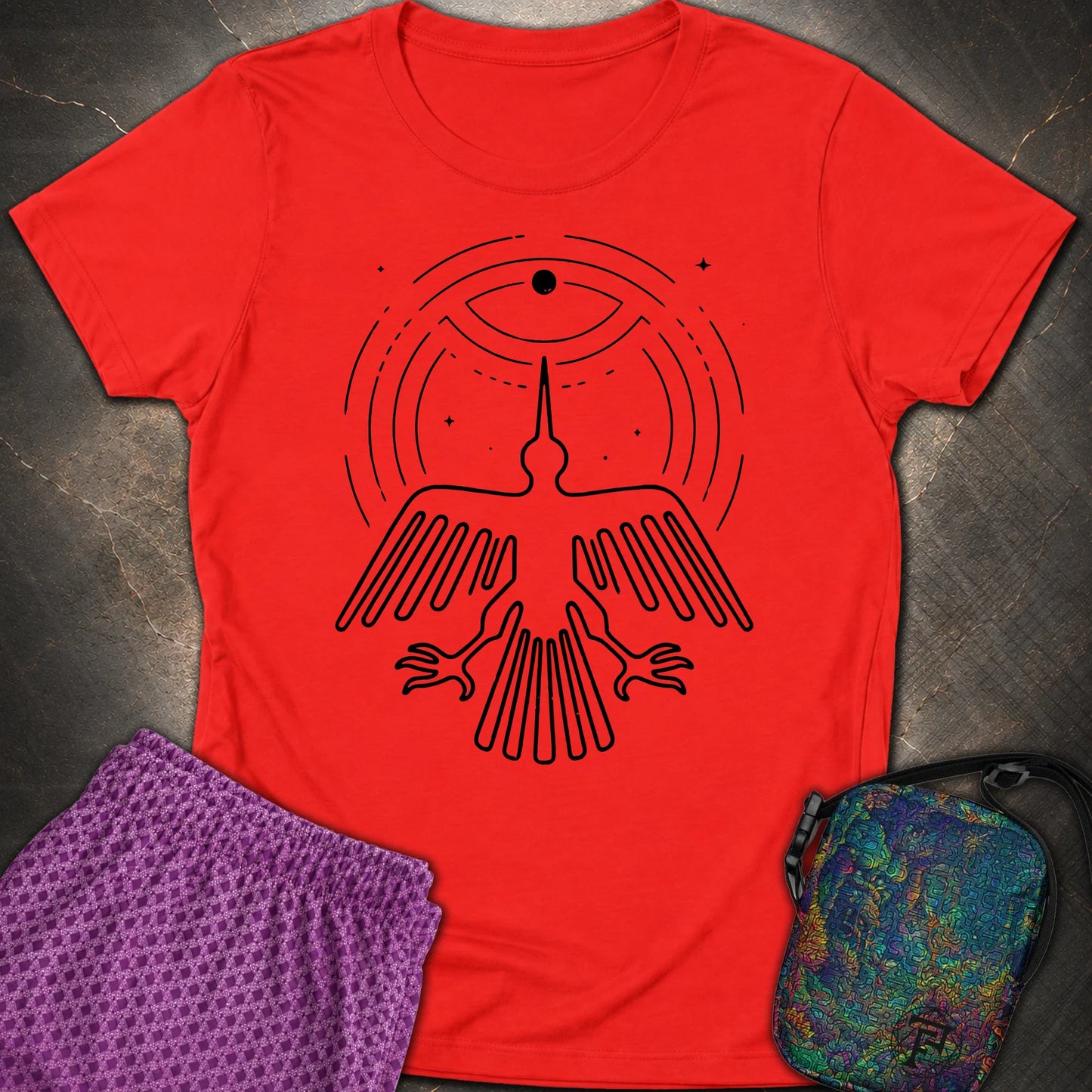 Geoglif Ptaka Biale - Geoglif Ptaka Biale Womens T-Shirt - Red