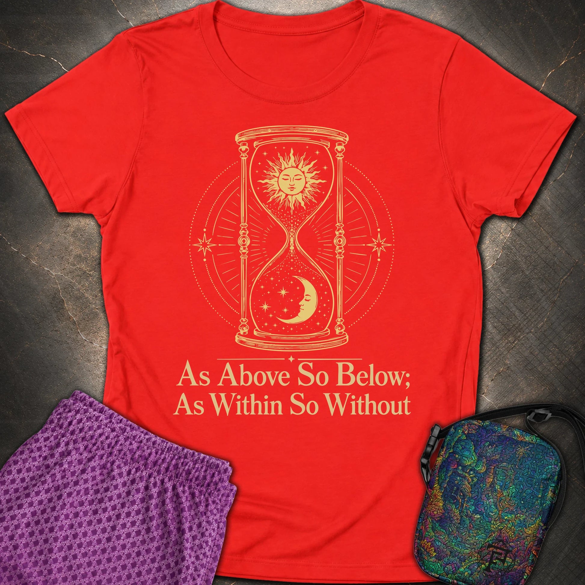 As Above So Below Hourglass - As Above So Below Hourglass Womens T-Shirt - Red