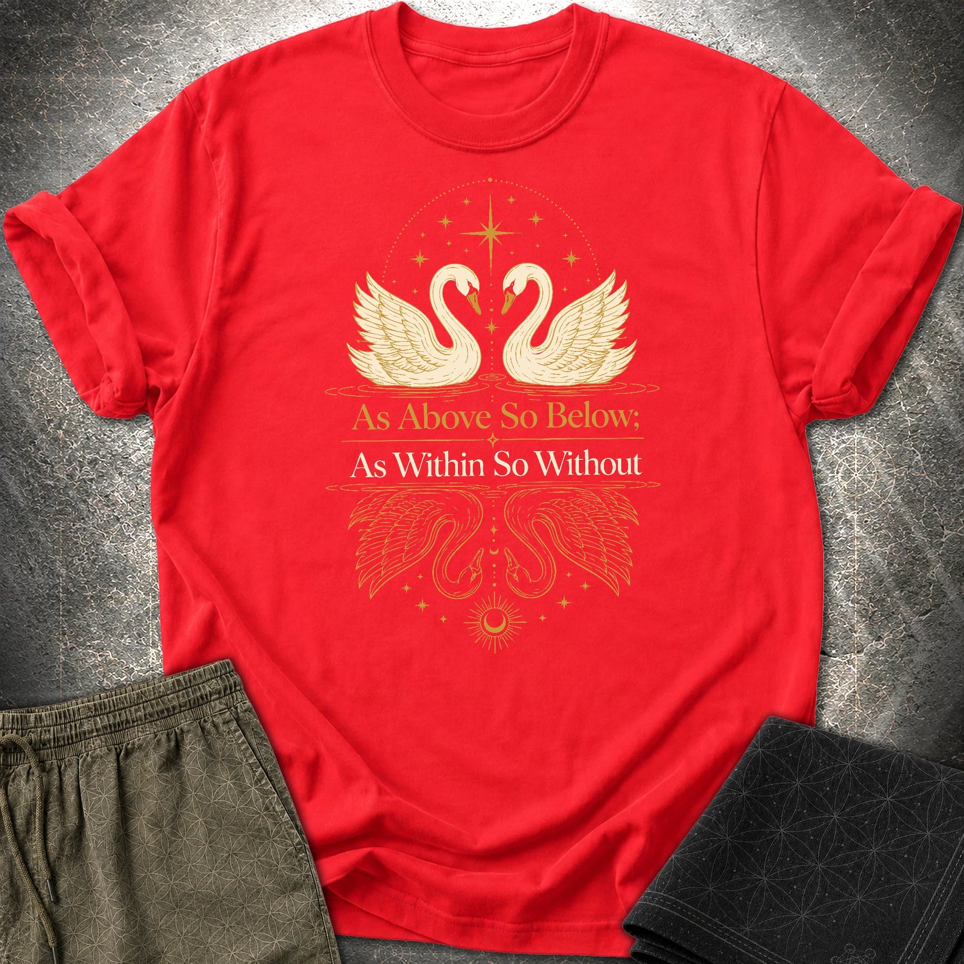 As Above So Below Swans T-Shirt - As Above So Below Swans T-Shirt - Red