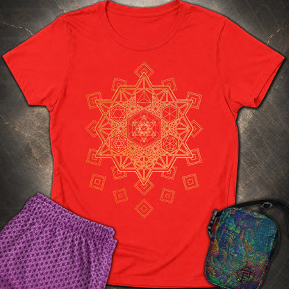 Metatron and Platonic Solids T-Shirt - Metatron and Platonic Solids Womens T-Shirt - Red