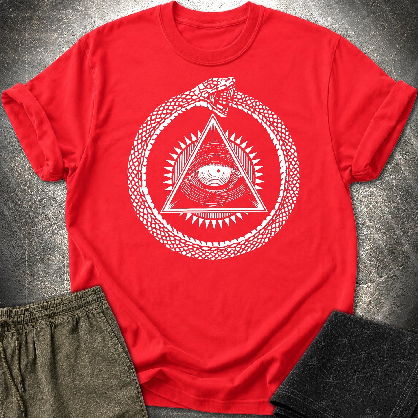 Eye Of Providence Ouroboros T-Shirt - Eye Of Providence Ouroboros T-Shirt - Red