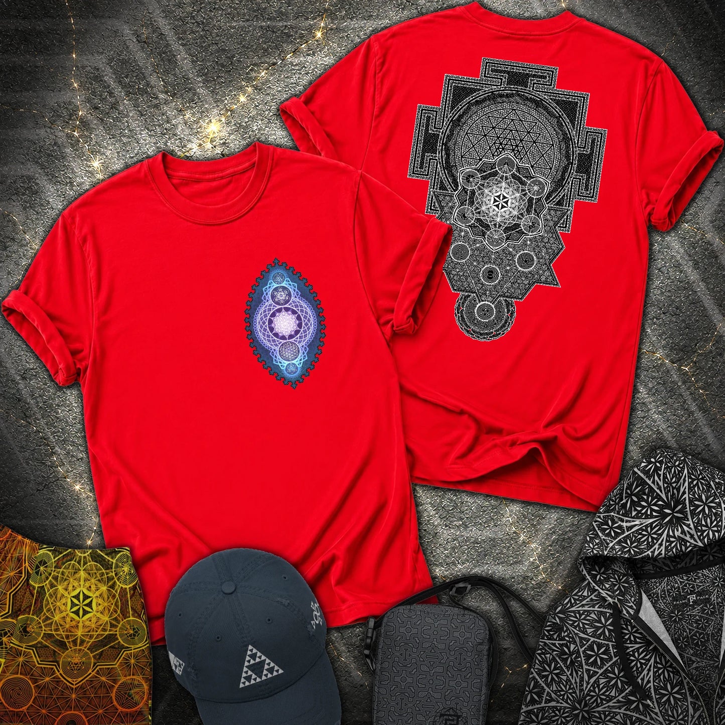 Ultimate Sacred Geometry 2 Sided T-Shirt - Ultimate Sacred Geometry 2 Sided T-Shirt - Red