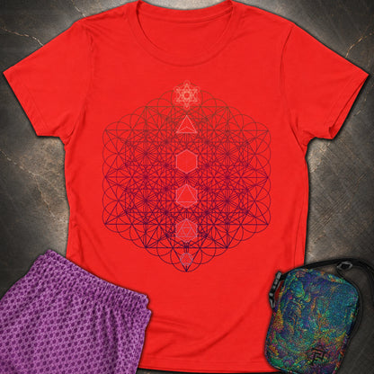 64 Tetrahedron Platonic Solids Metatron - 64 Tetrahedron Platonic Solids Metatron Women's T-Shirt - Red