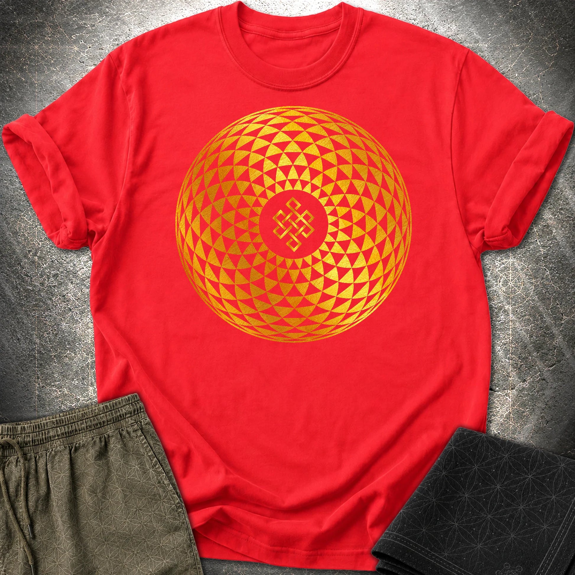 Gold Endless Knot T-Shirt - Gold Endless Knot T-Shirt - Red