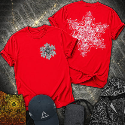 Metatron Fractal Star 2 Sided T-Shirt - Metatron Fractal Star 2 Sided T-Shirt - Red