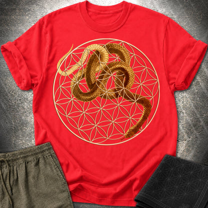 Flower Of Life Snake T-Shirt - Flower Of Life Snake T-Shirt - Red