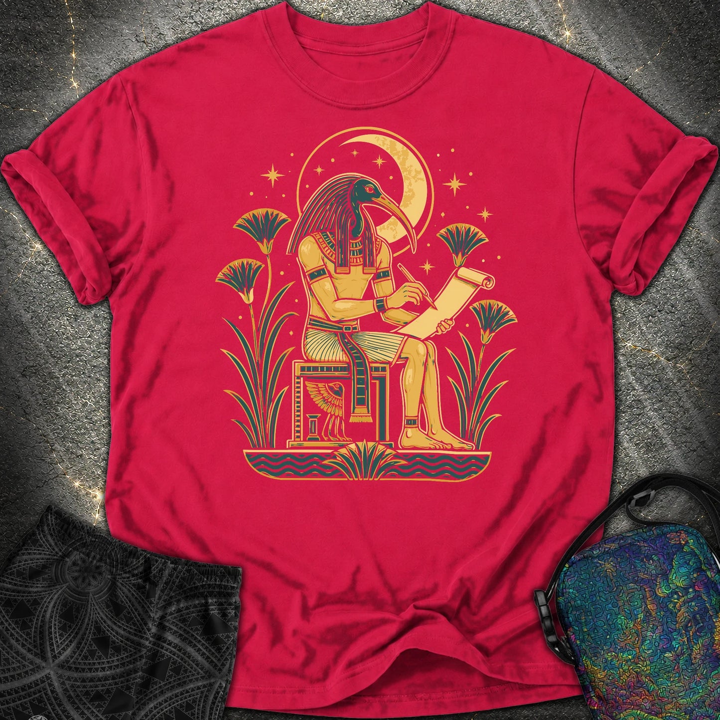 Moonlit Ibis Scribe - Moonlit Ibis Scribe Comfort T-Shirt - Red