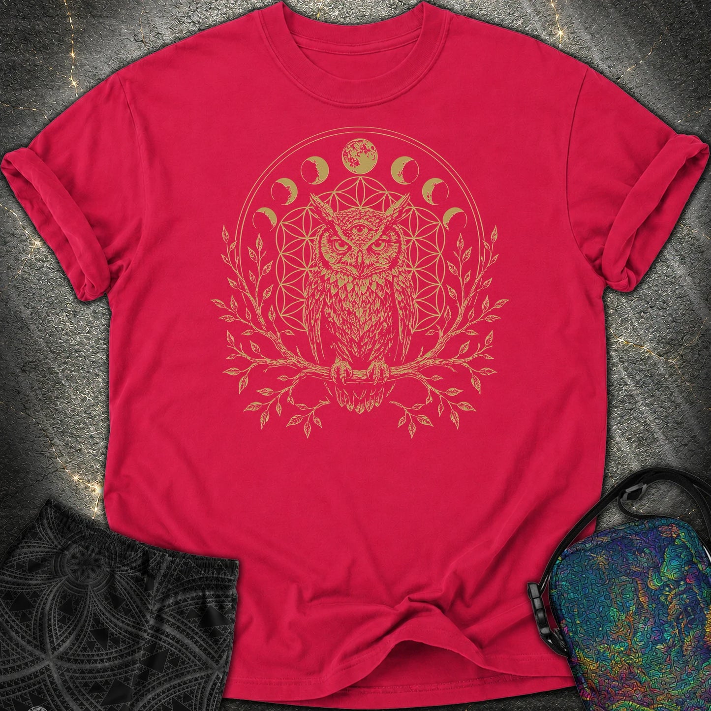Owl Flower Of Life - Owl Flower Of Life Comfort T-Shirt - Red