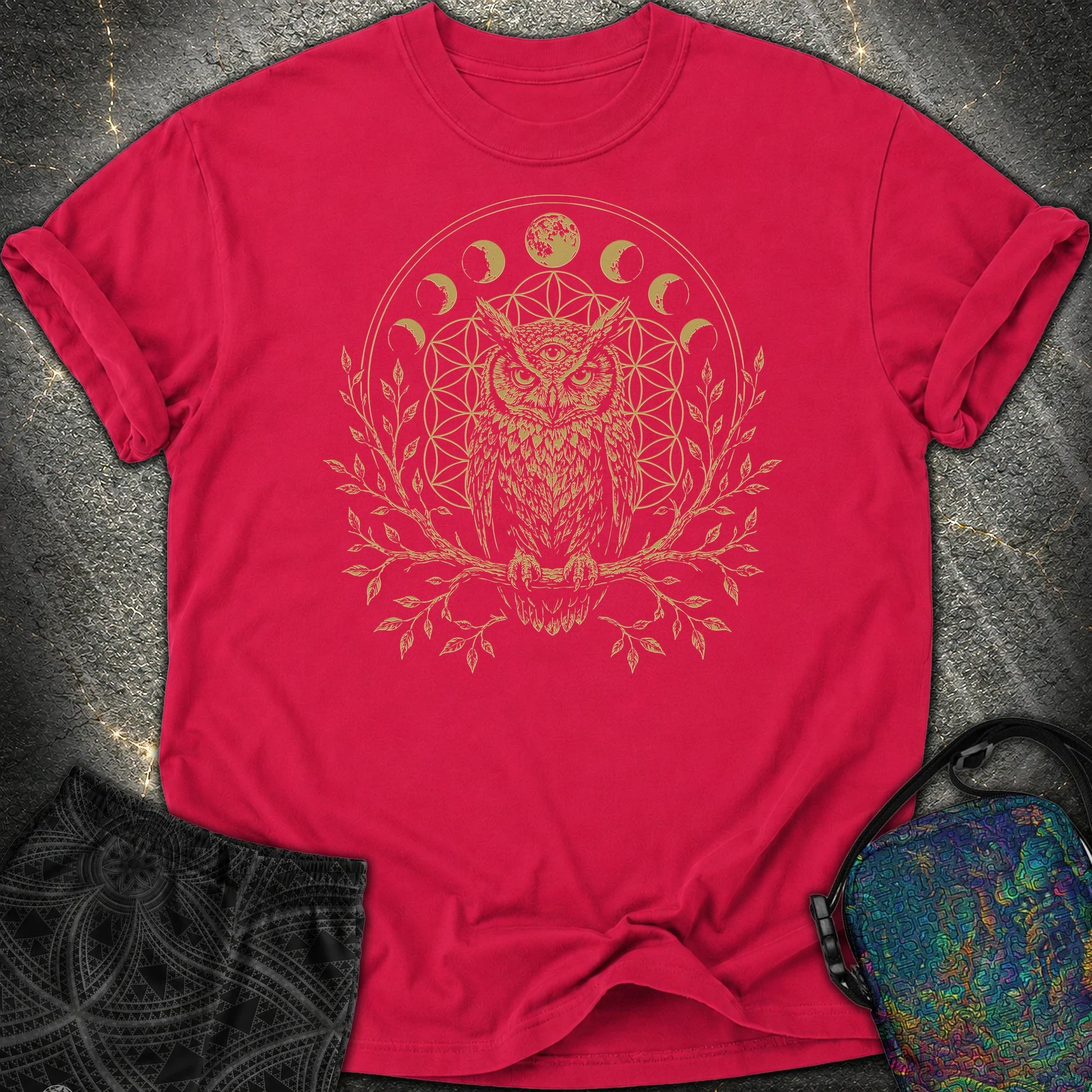 Owl Flower Of Life - Owl Flower Of Life Comfort T-Shirt - Red
