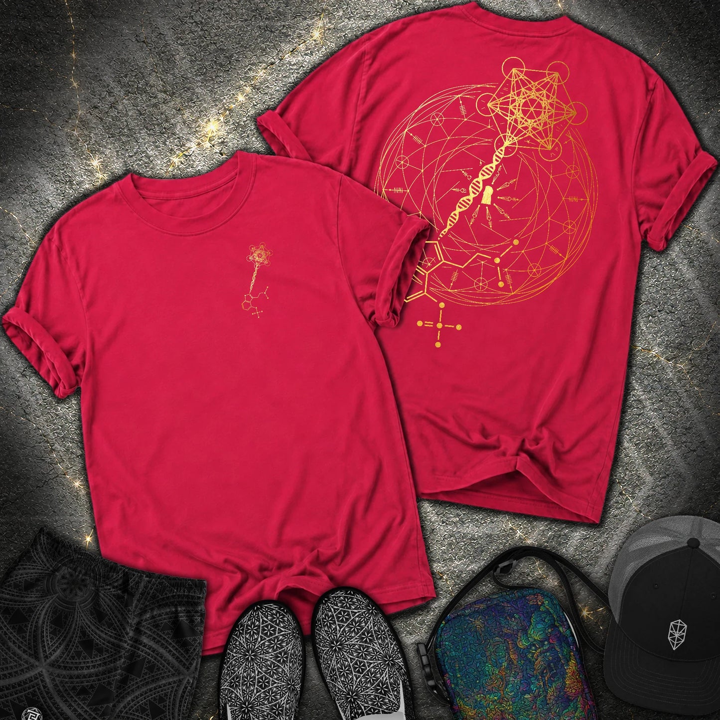 Psilocybin Key To Universe 2 Sided Comfort T-Shirt - Psilocybin Key To Universe 2 Sided Comfort T-Shirt - Red