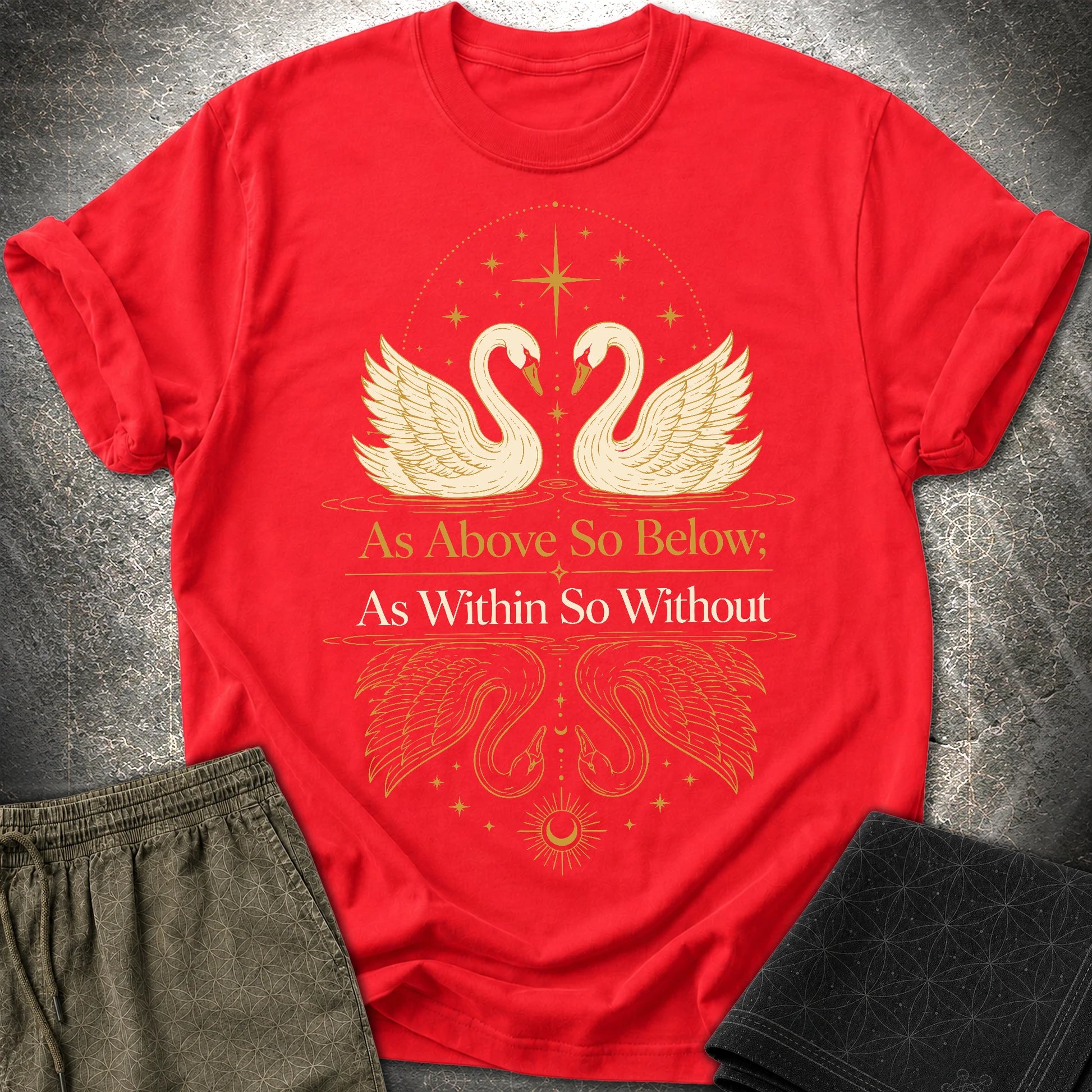 As Above So Below Swans - As Above So Below Swans T-Shirt - Red
