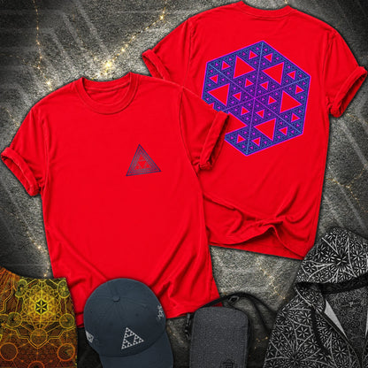 Sierpinski Star and Triangle 2 Sided T-Shirt - Sierpinski Star and Triangle 2 Sided T-Shirt - Red