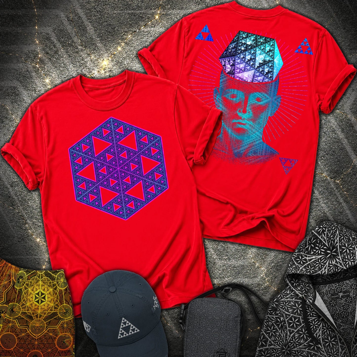 The Mathematitian Sierpinski Star 2 Sided T-Shirt - The Mathematitian Sierpinski Star 2 Sided T-Shirt - Red