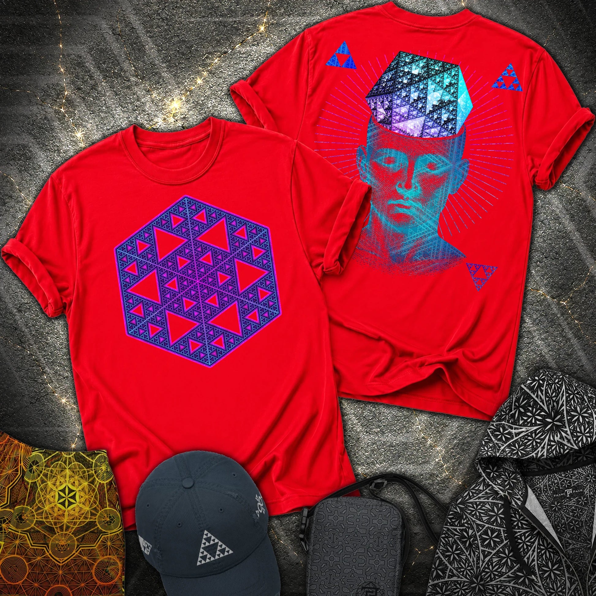 The Mathematitian Sierpinski Star 2 Sided T-Shirt - The Mathematitian Sierpinski Star 2 Sided T-Shirt - Red