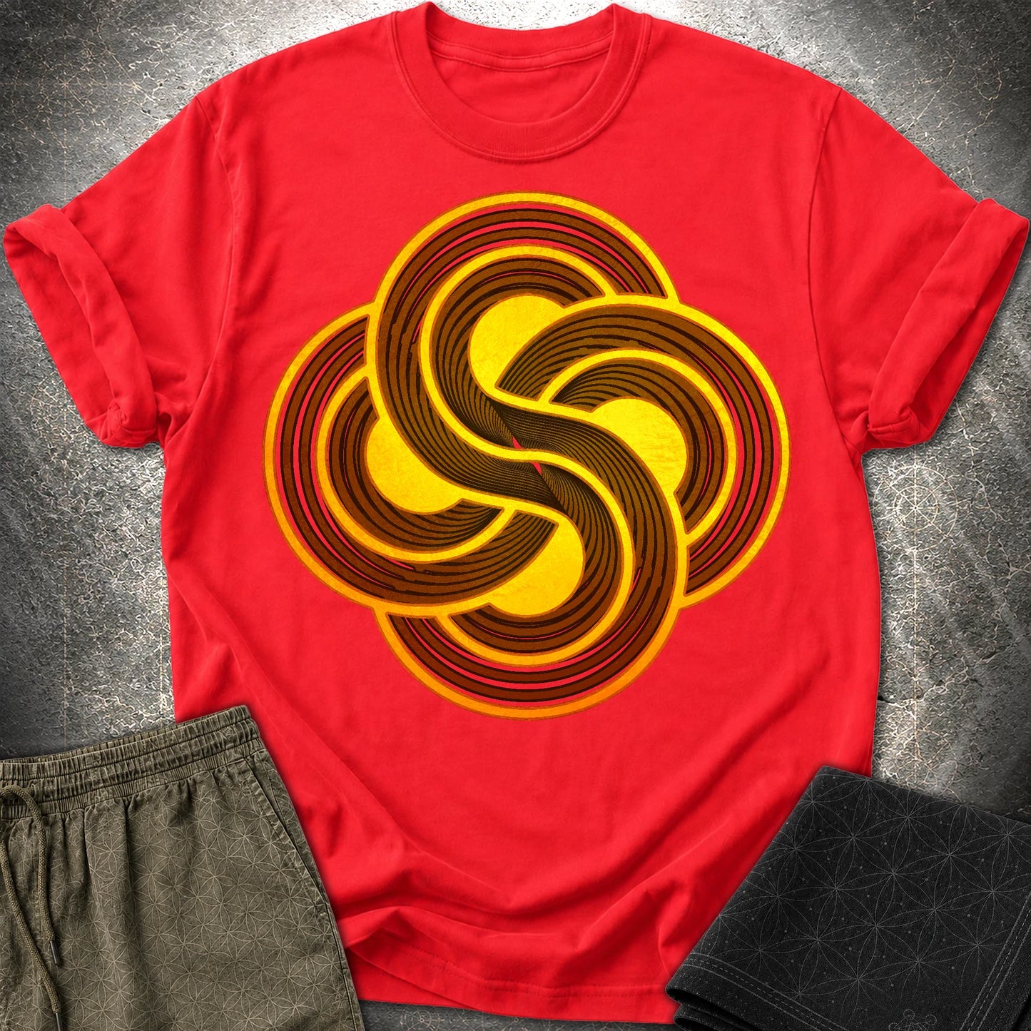 Crop Circle Flow T-Shirt - Crop Circle Flow T-Shirt - Red
