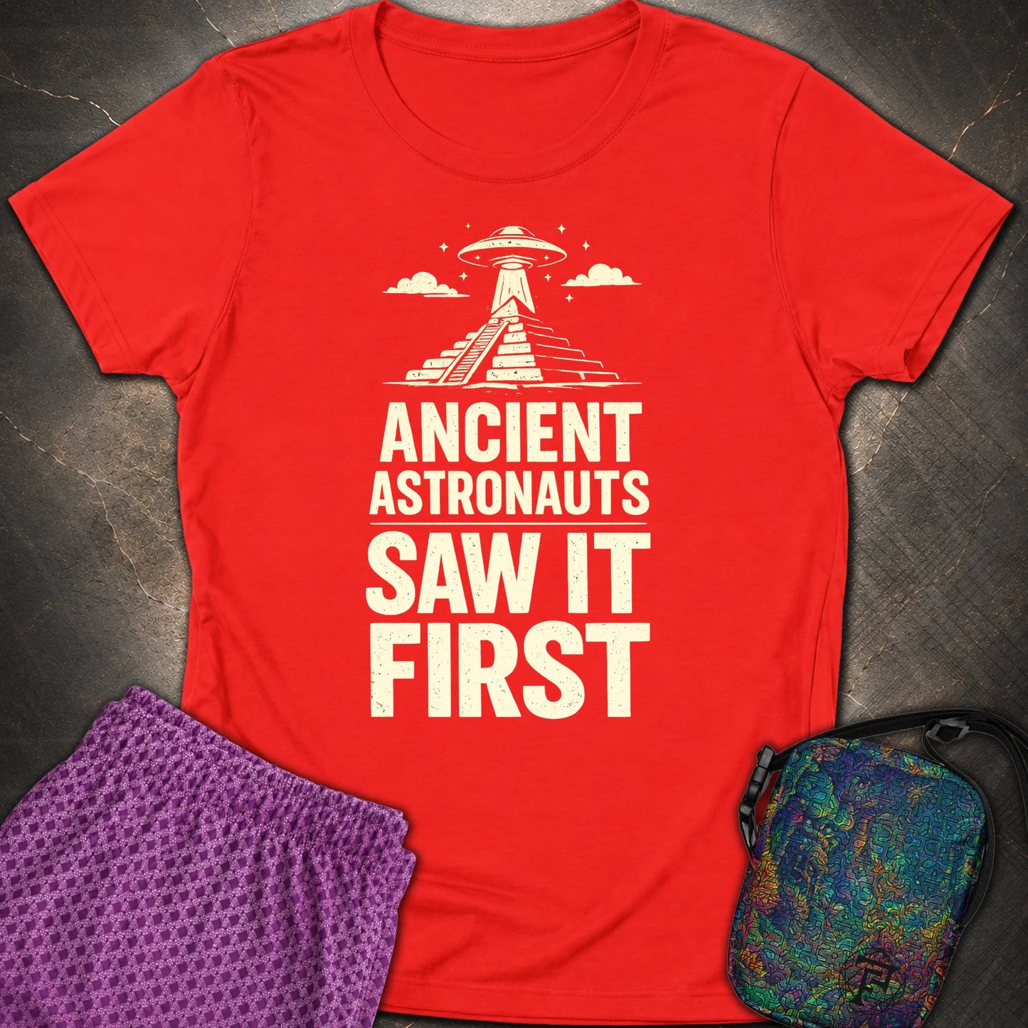 Ancient Astronaut Saw It First - Ancient Astronaut Saw It First Womens T-Shirt - Red