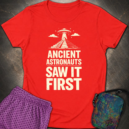 Ancient Astronaut Saw It First - Ancient Astronaut Saw It First Womens T-Shirt - Red