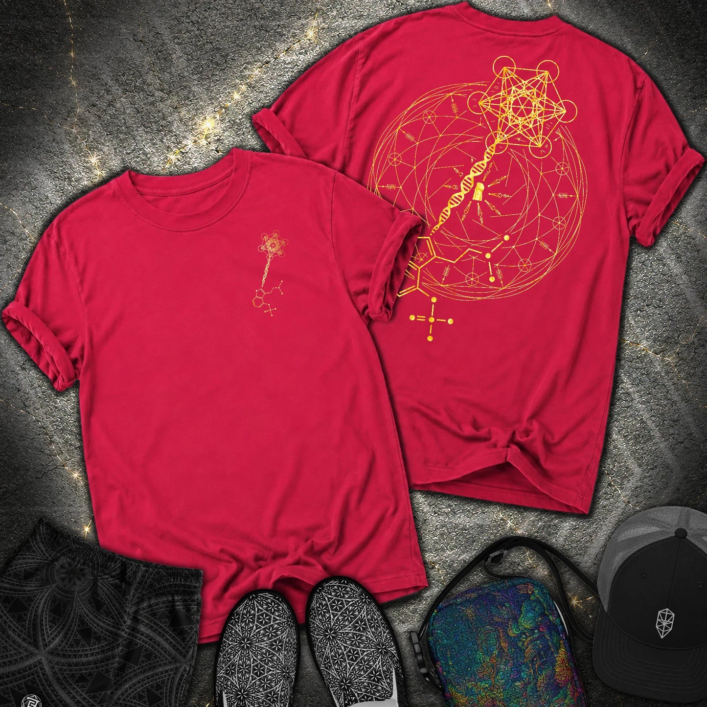 Psilocybin Key To Universe 2 Sided Comfort T-Shirt - Psilocybin Key To Universe 2 Sided Comfort T-Shirt - Red