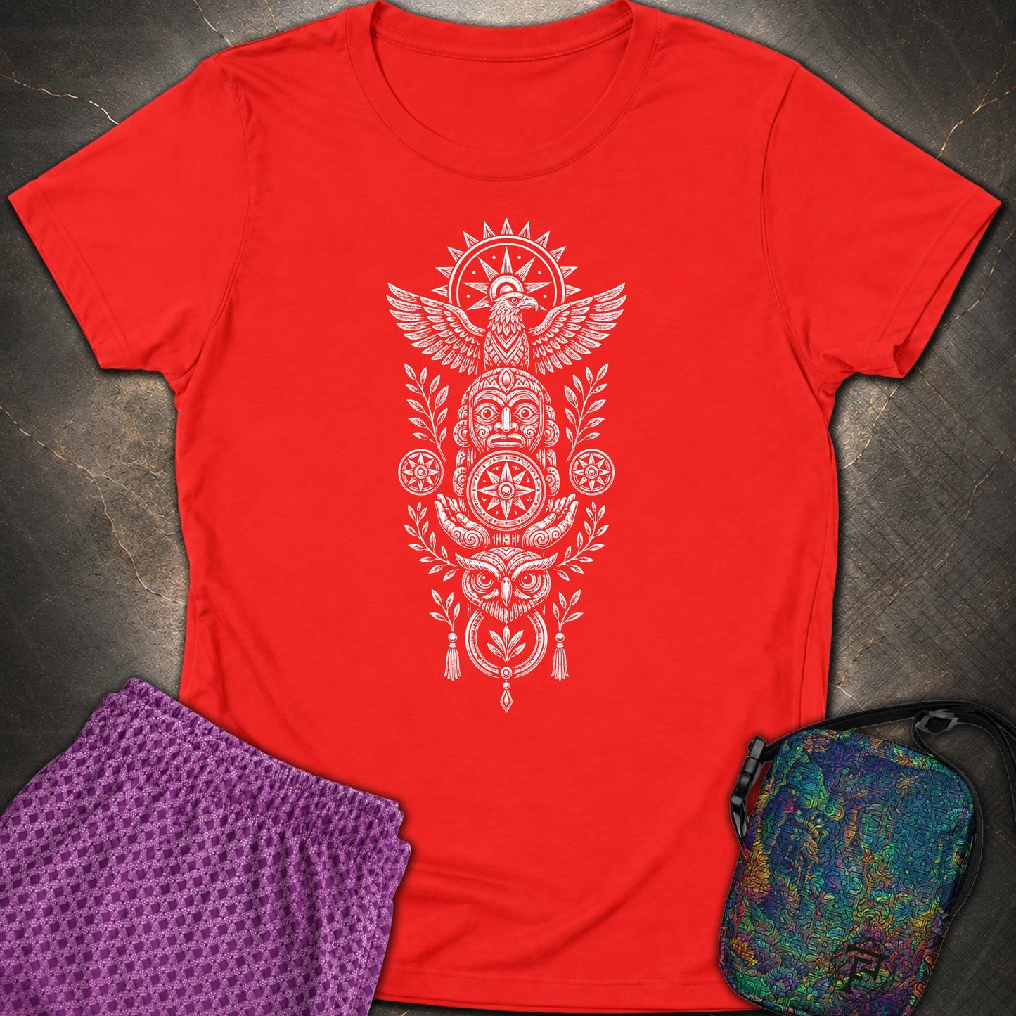 Totem White - Totem White Womens T-Shirt - Red
