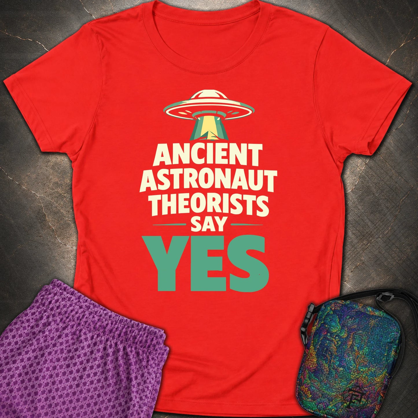 Ancient Astronaut Sey Yes 2 - Ancient Astronaut Sey Yes 2 Womens T-Shirt - Red