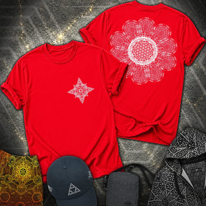Geometric Flower 2 Sided T-Shirt - Geometric Flower 2 Sided T-Shirt - Red