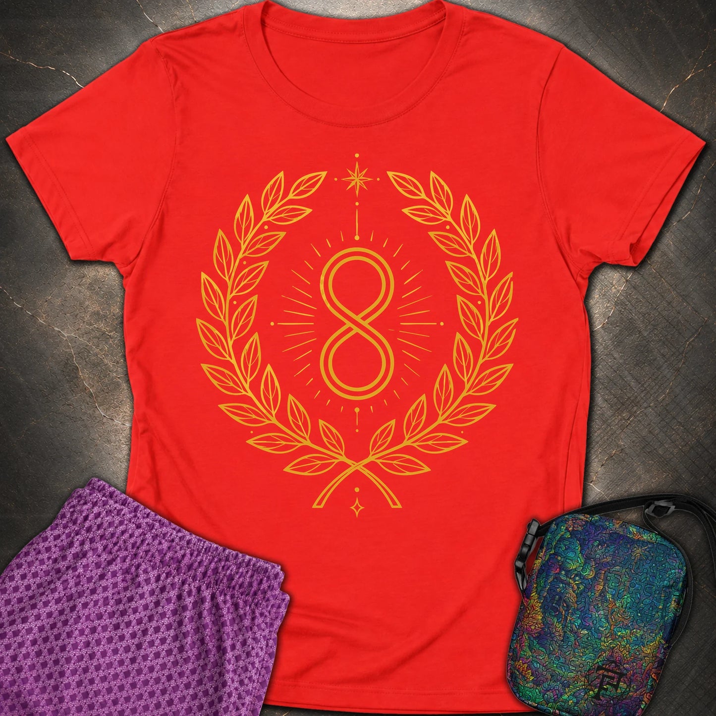 888 Infinity Wreath Unisex Womens T-Shirt - 888 Infinity Wreath Unisex Womens T-Shirt - Red
