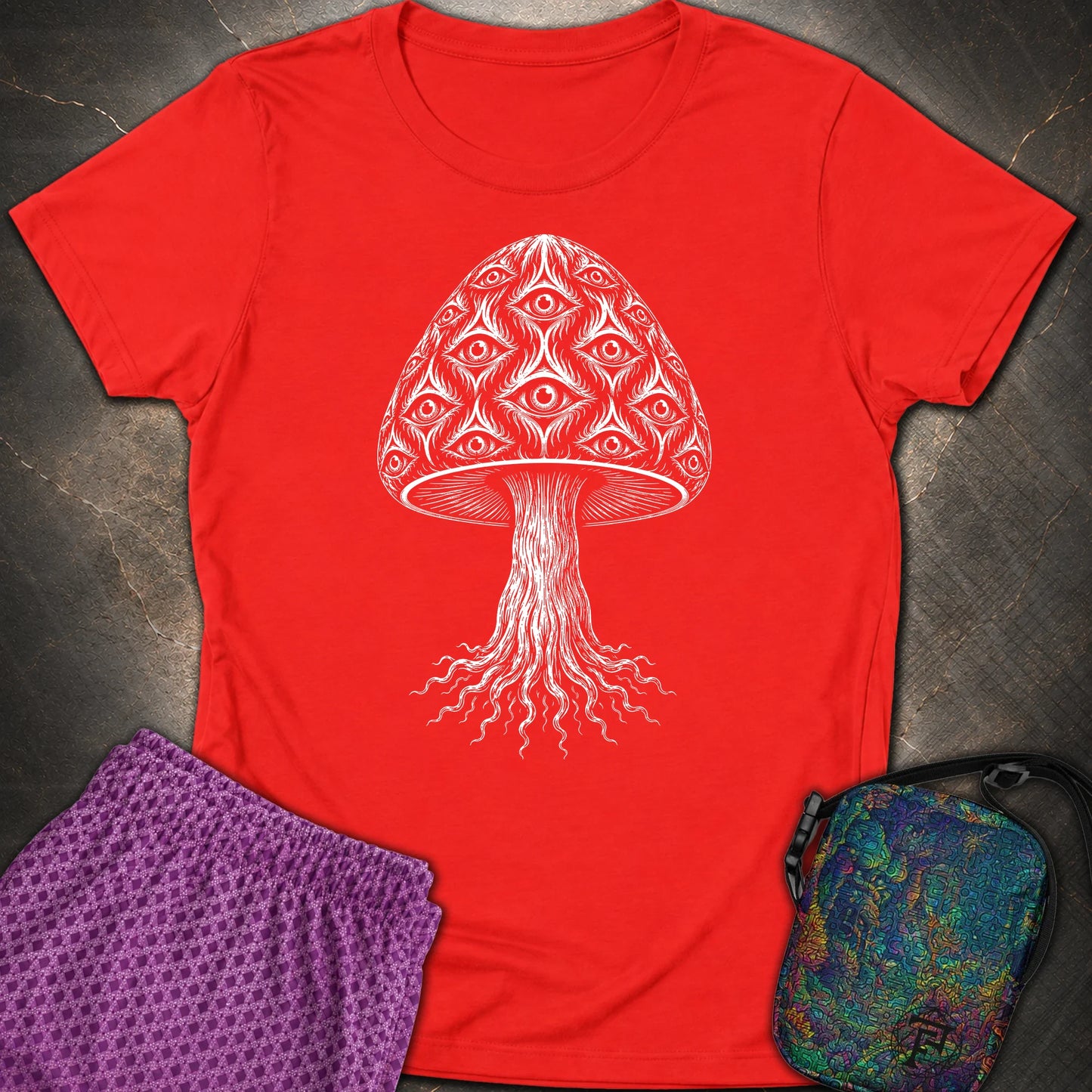All-Seeing Mushroom - All-Seeing Mushroom Womens T-Shirt - Red