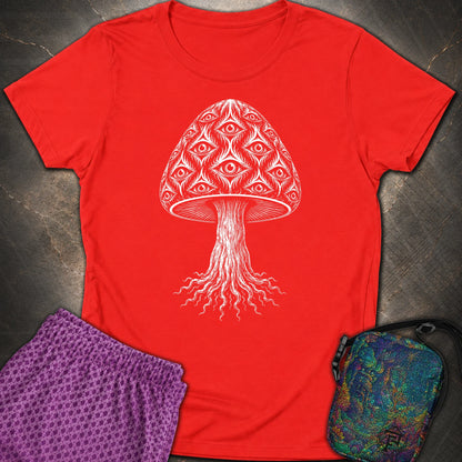 All-Seeing Mushroom - All-Seeing Mushroom Womens T-Shirt - Red