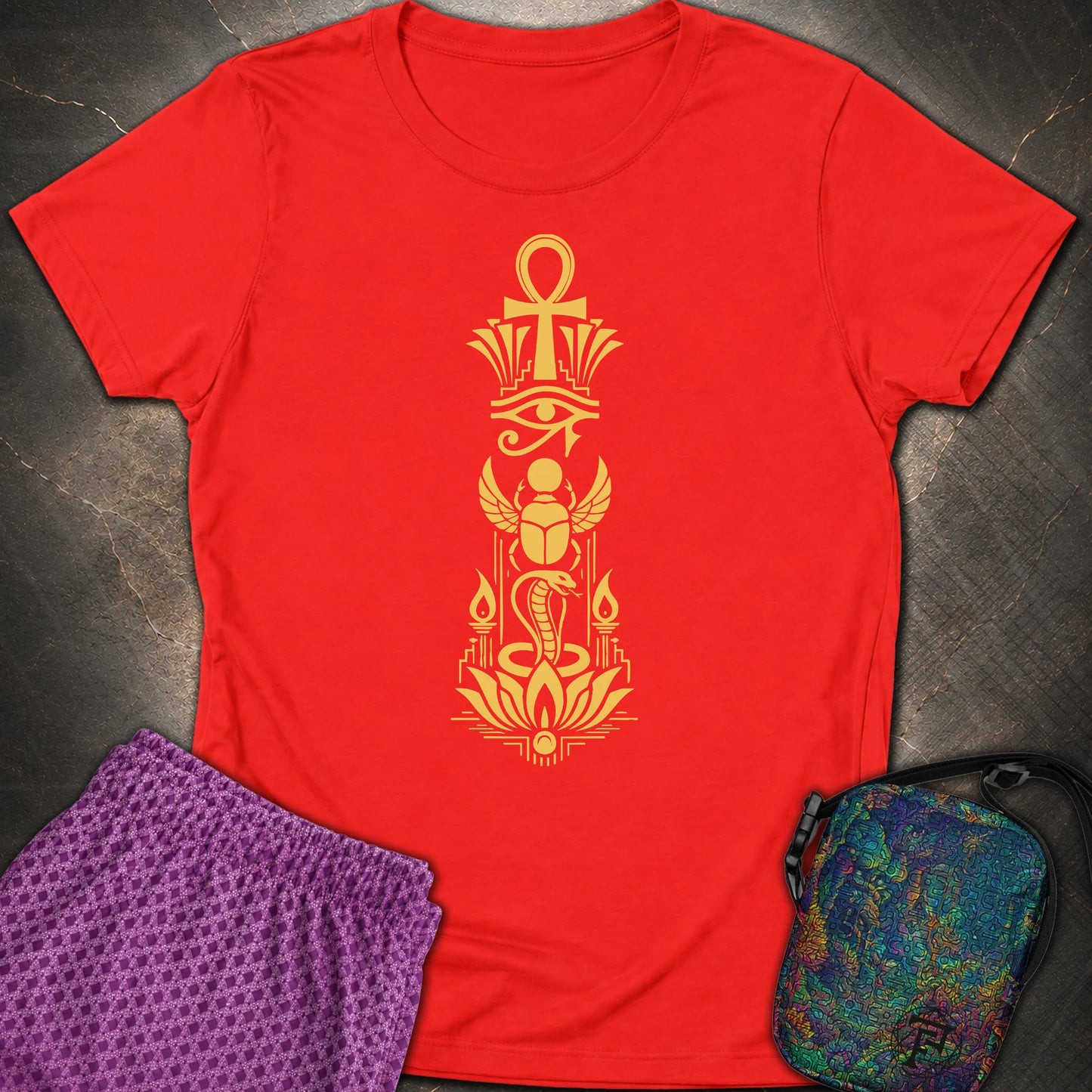 Sacred Symbols of Eternal Life - Sacred Symbols of Eternal Life Womens T-Shirt - Red