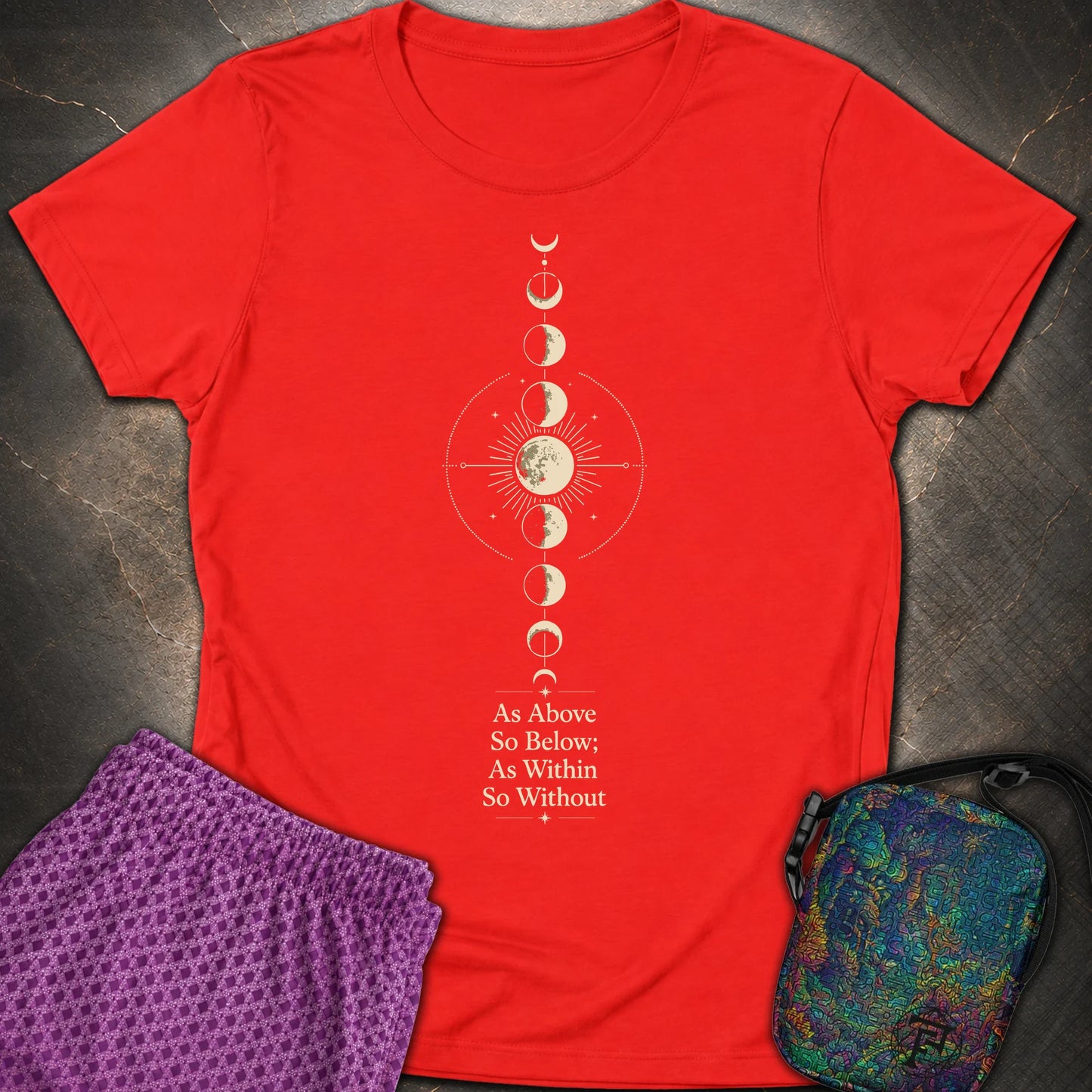 As Above So Below Moon - As Above So Below Moon Womens T-Shirt - Red