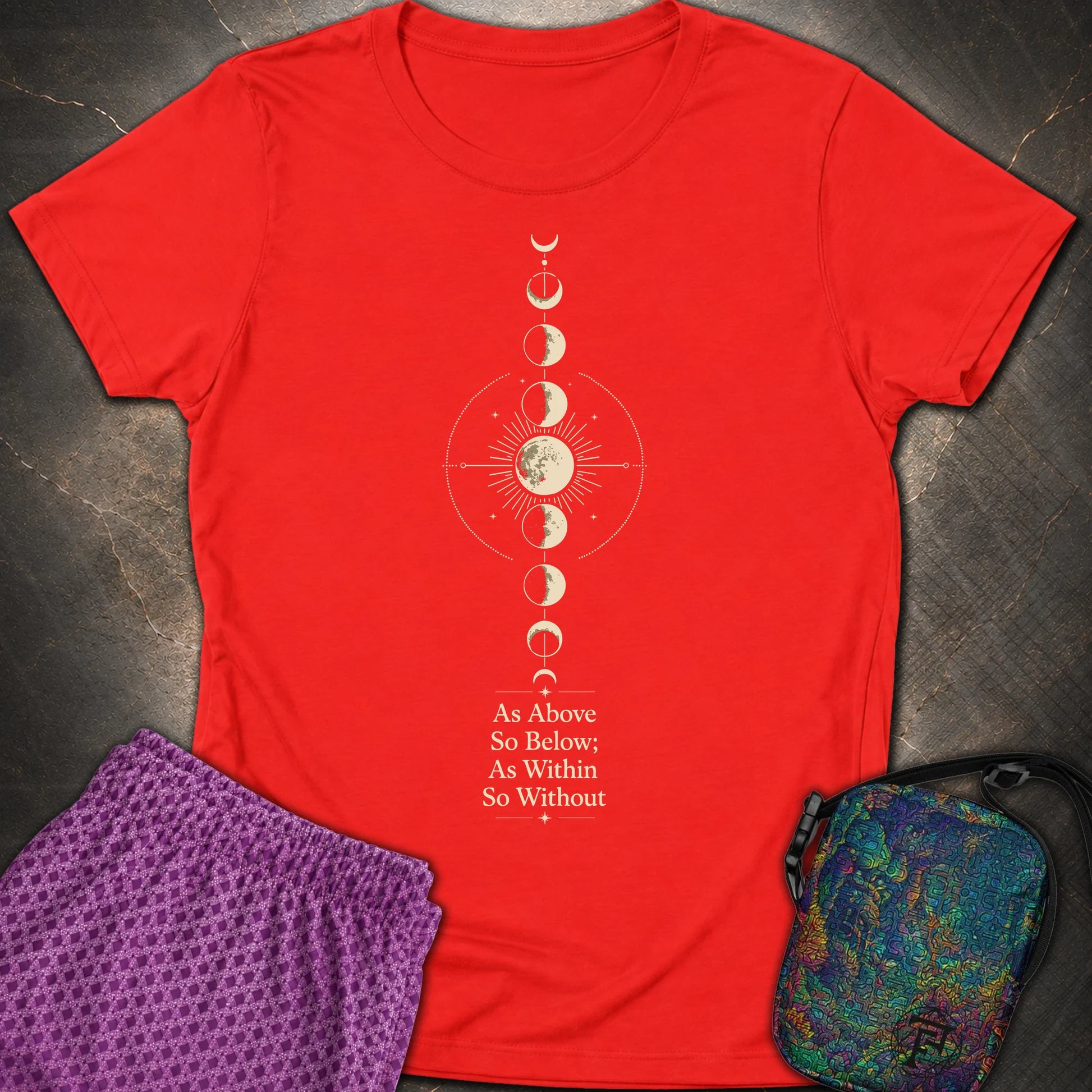 As Above So Below Moon - As Above So Below Moon Womens T-Shirt - Red