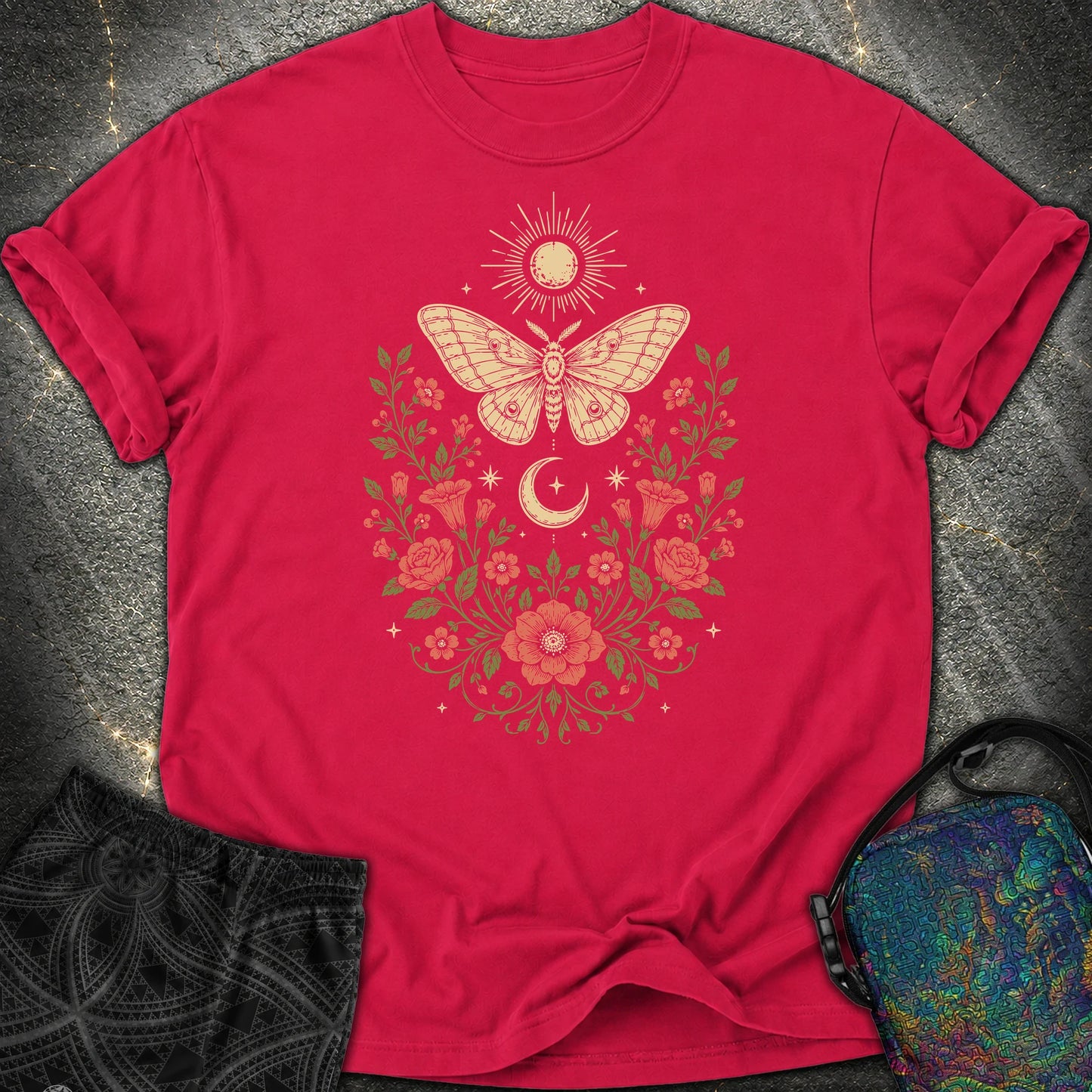 Sun Moon Moth - Sun Moon Moth Comfort T-Shirt - Red