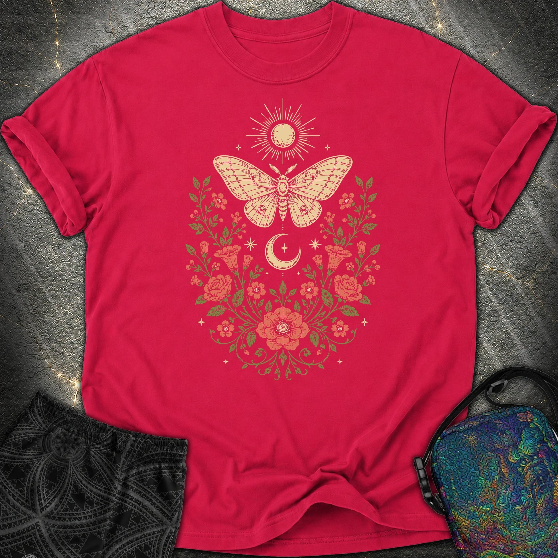 Sun Moon Moth - Sun Moon Moth Comfort T-Shirt - Red