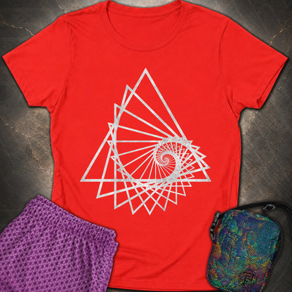 Spiralling Triangle Geometric T-Shirt - Spiralling Triangle Geometric Womens T-Shirt - Red