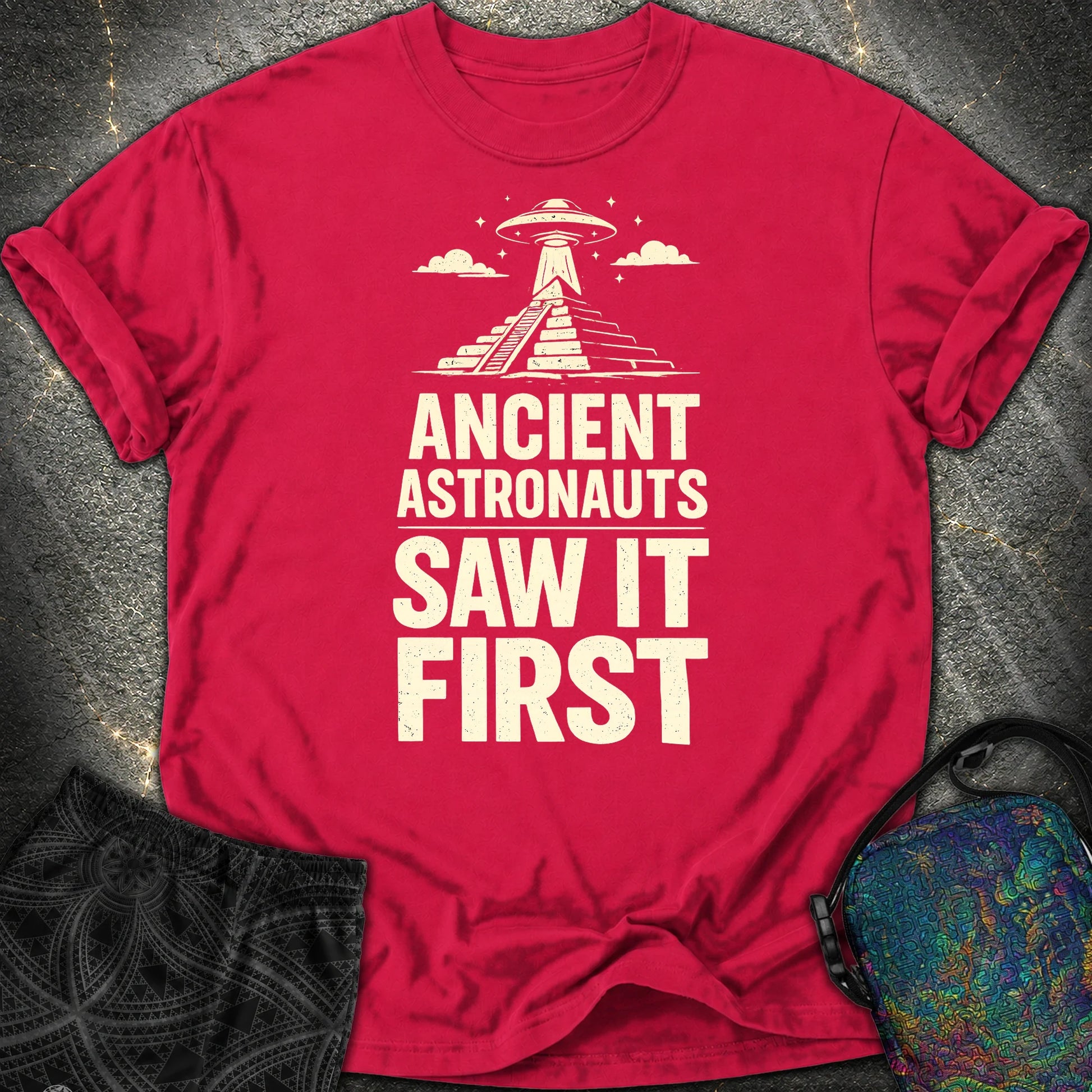 Ancient Astronaut Saw It First - Ancient Astronaut Saw It First Comfort T-Shirt - Red