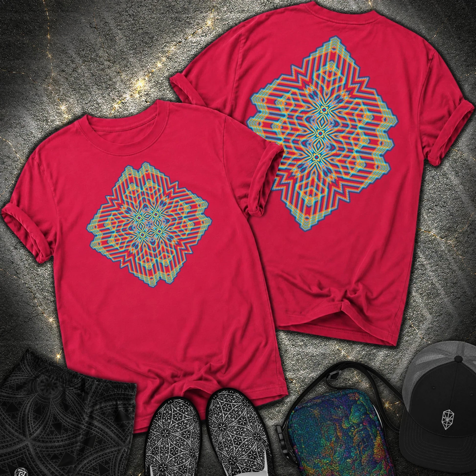 Triune Signal Temple 2 Sided Comfort T-Shirt - Triune Signal Temple 2 Sided Comfort T-Shirt - Red