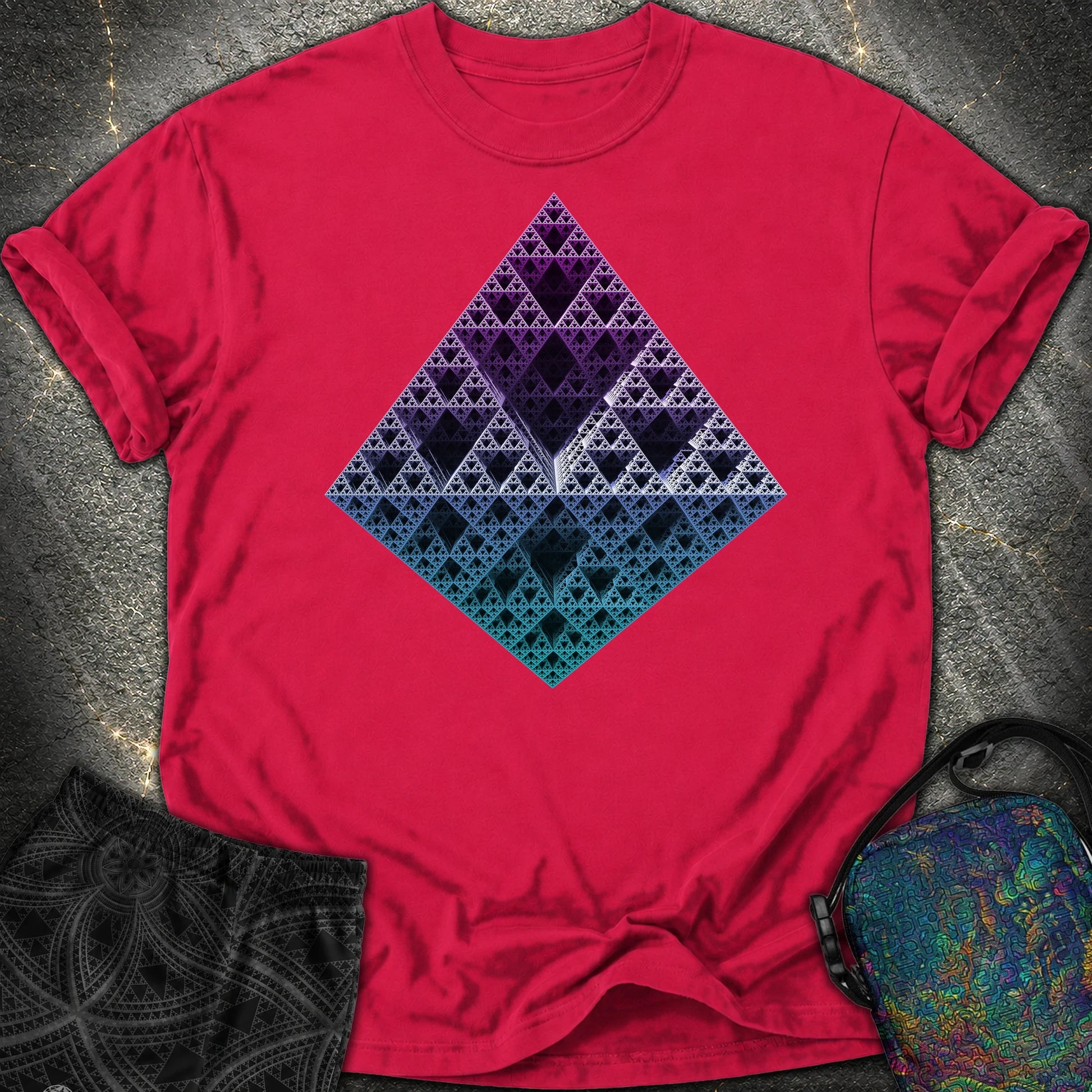 Sierpinski 3D Fractal Comfort T-Shirt - Sierpinski 3D Fractal Comfort T-Shirt - Red