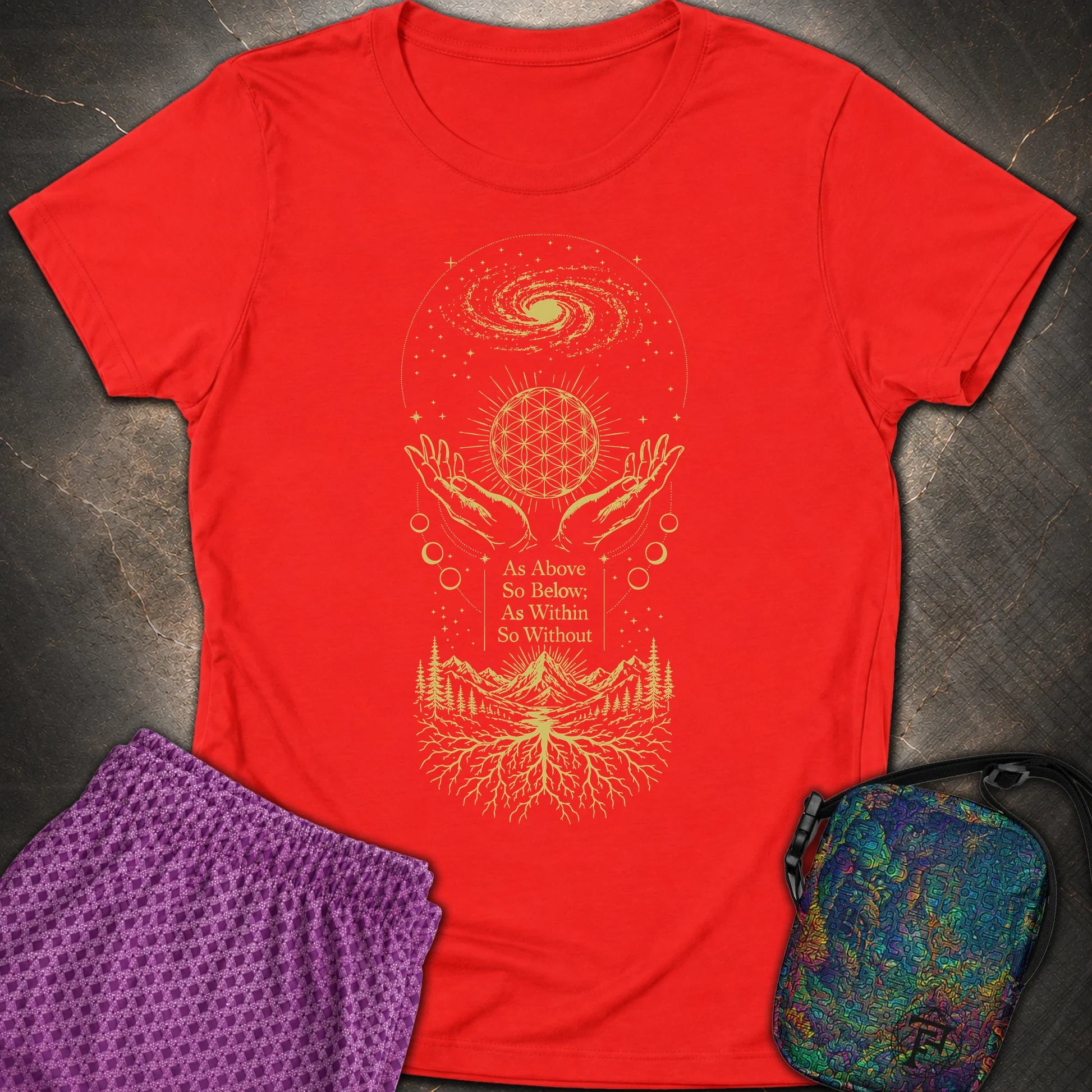 As Above So Below Flower Of Life - As Above So Below Flower Of Life Womens T-Shirt - Red